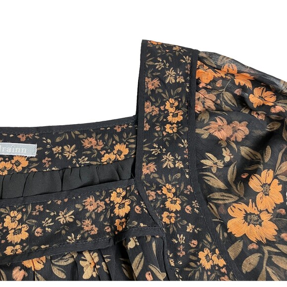 Daniel Rainn Top Womens 1X Floral Square Neck Short Sleeve Boho Peasant Cottage - Picture 3 of 12